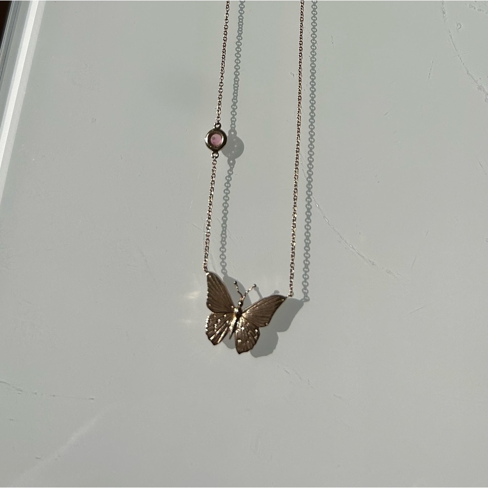 Jane Win Gold Butterfly Pendant Necklace - Picture 4 of 7